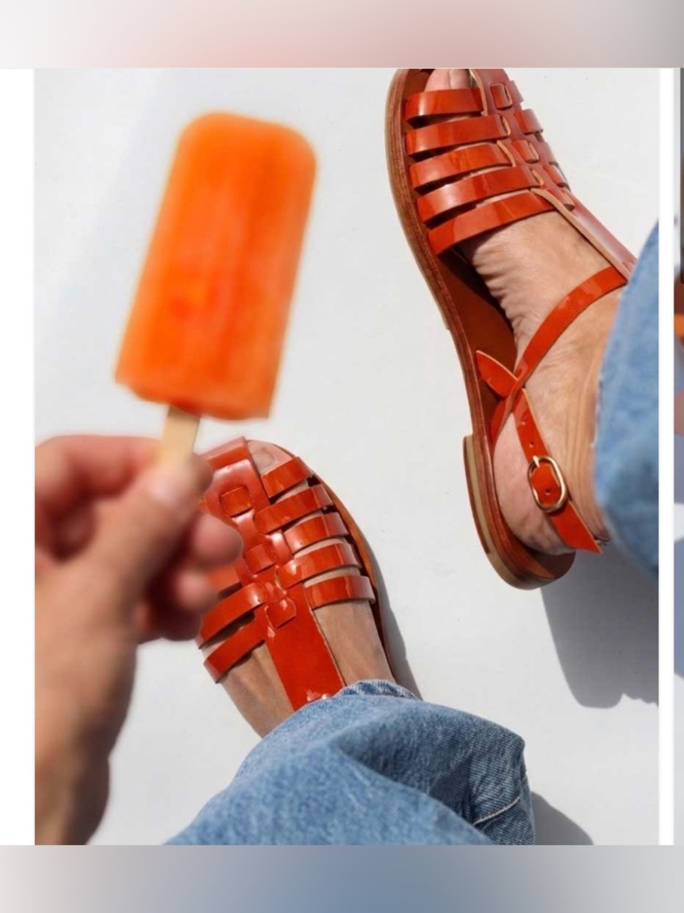 Mama Praia Glossy Orange Fisherman Sandals